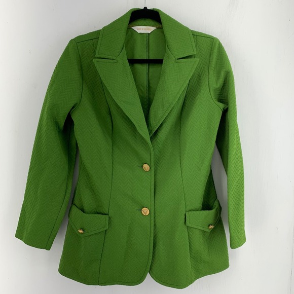 Koret of California Jackets & Blazers - Koret of California Vintage 70s Kelly Green Chevron Knit Blazer Jacket Small